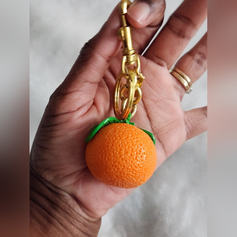 Luxury Orange Fruit Keychain Accessory Designer Inspired Bag Charm - Picture 8 of 12